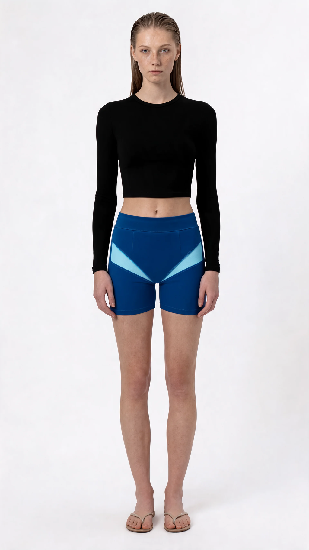 Mesh-Panel Bike Short Cobalt