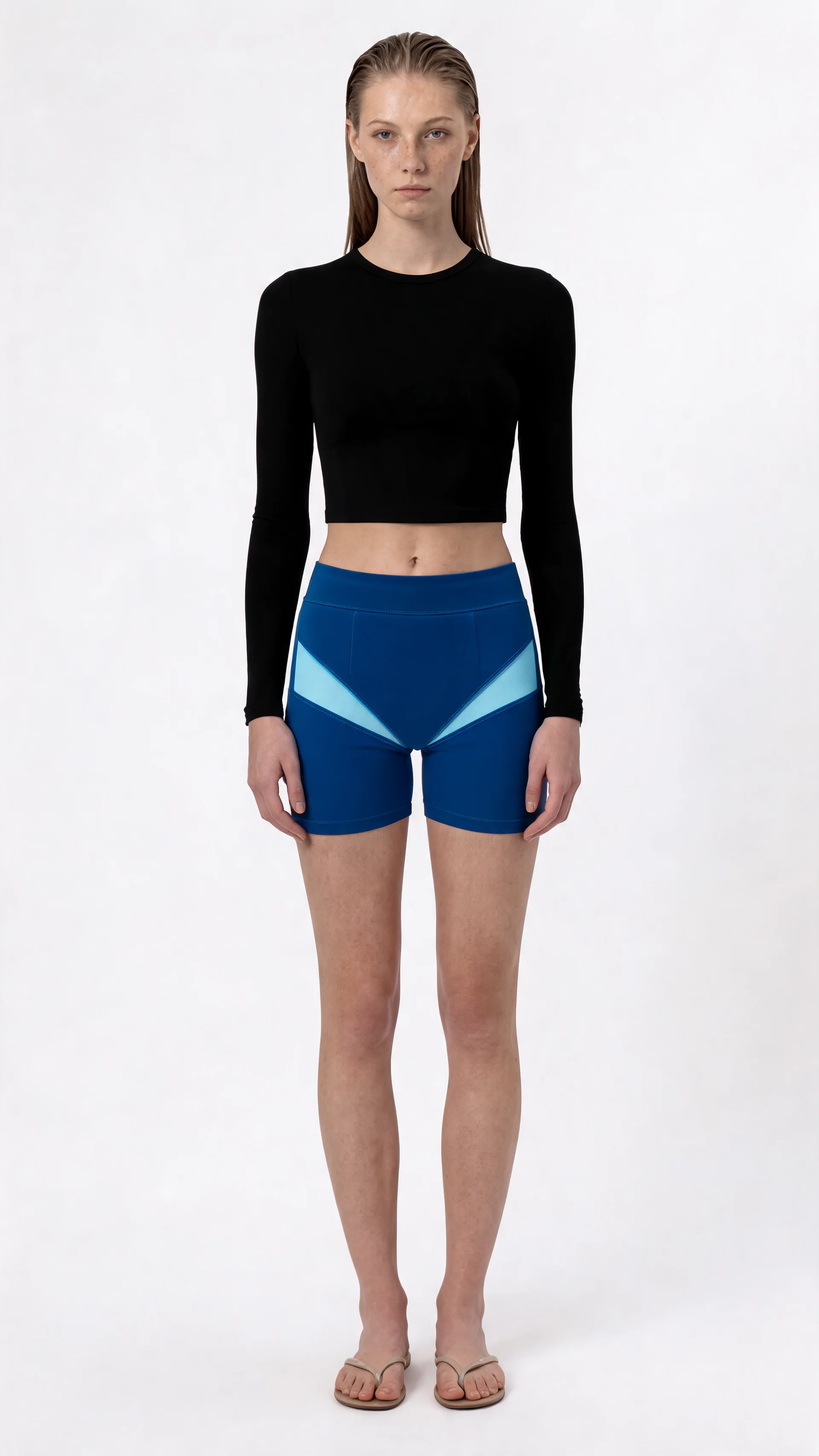 Mesh-Panel Bike Short Cobalt