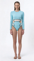 Cutout One-Piece Aqua