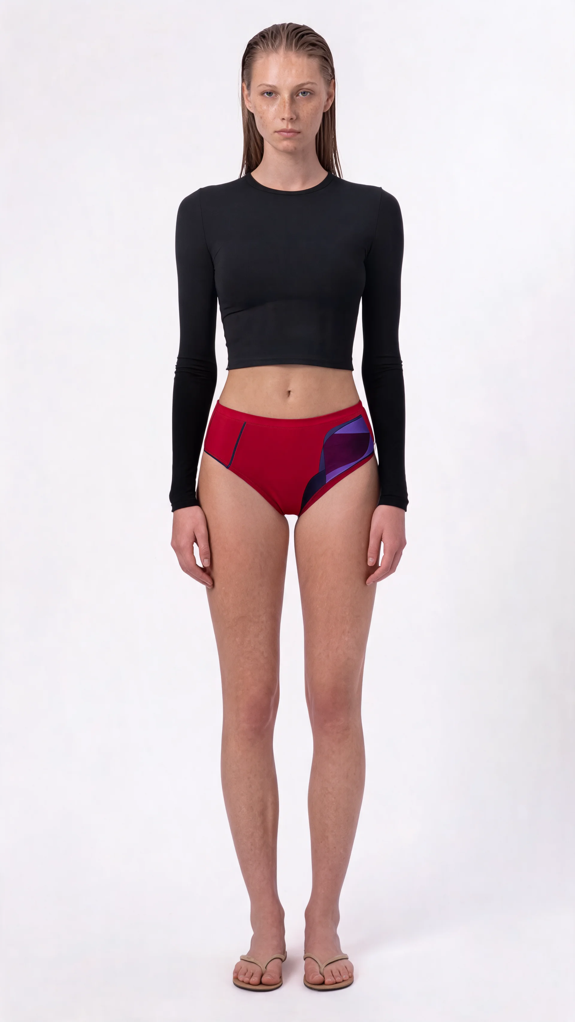 Panelled Brief Crimson